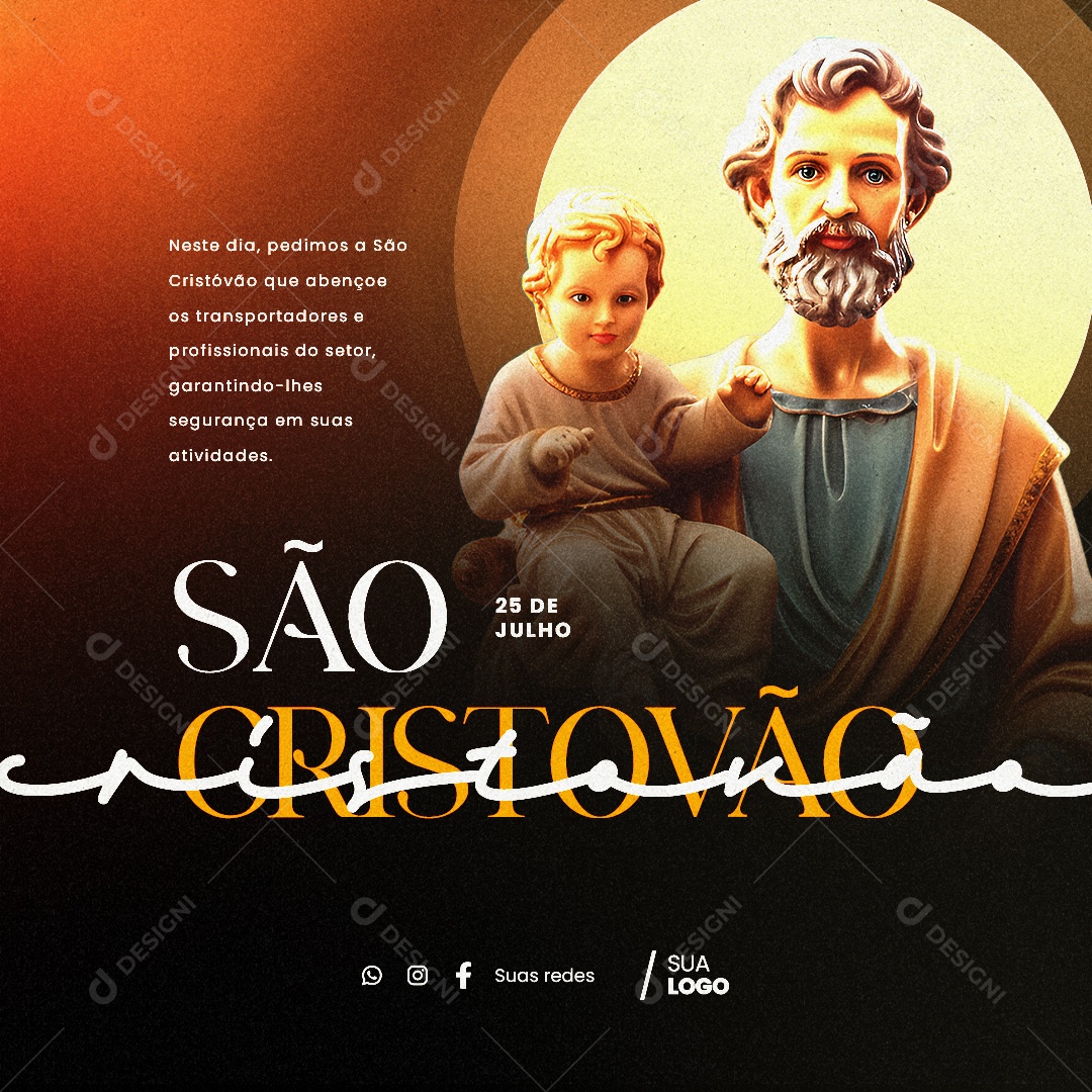Dia de São Cristóvão Que Abençoe os Transportadores Social Media PSD Editável