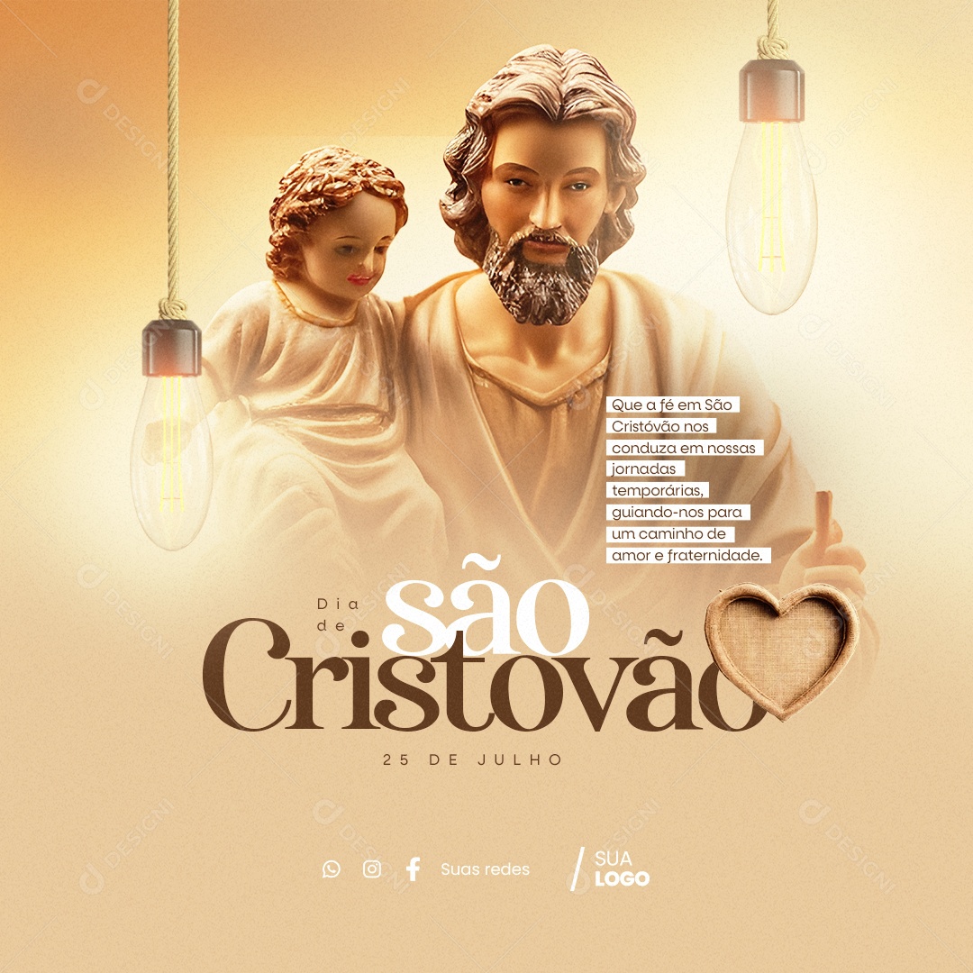 Dia de São Cristóvão Que a Fé Conduz Em Nossas Jornadas Social Media PSD Editável