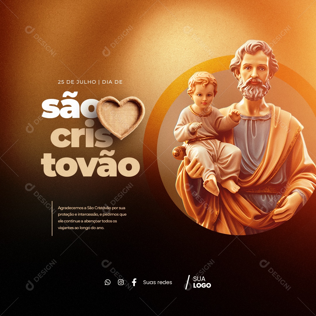 Dia de São Cristóvão Agradecemos 25 De Julho Social Media PSD Editável