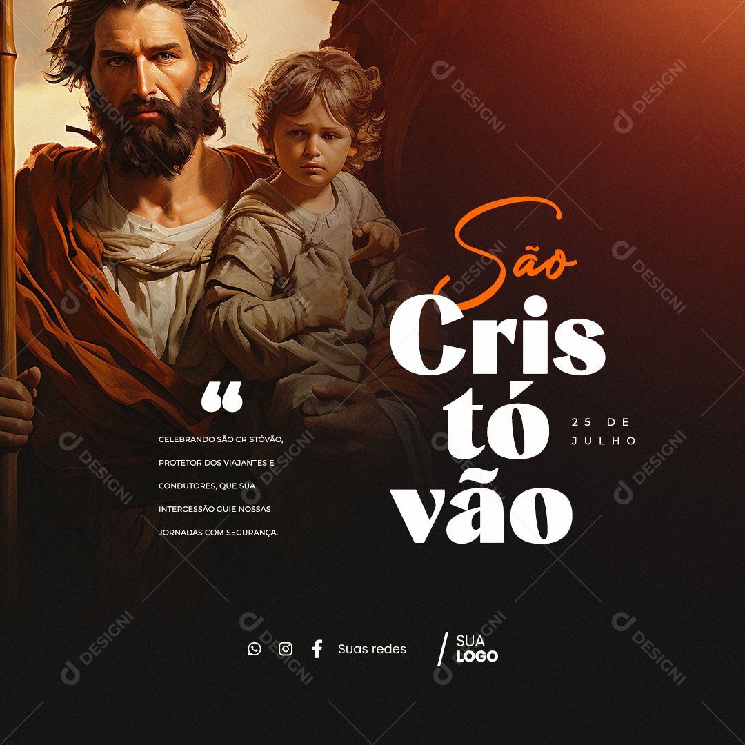 Dia de São Cristóvão Celebrando Protetor Dos Viajantes Social Media PSD Editável