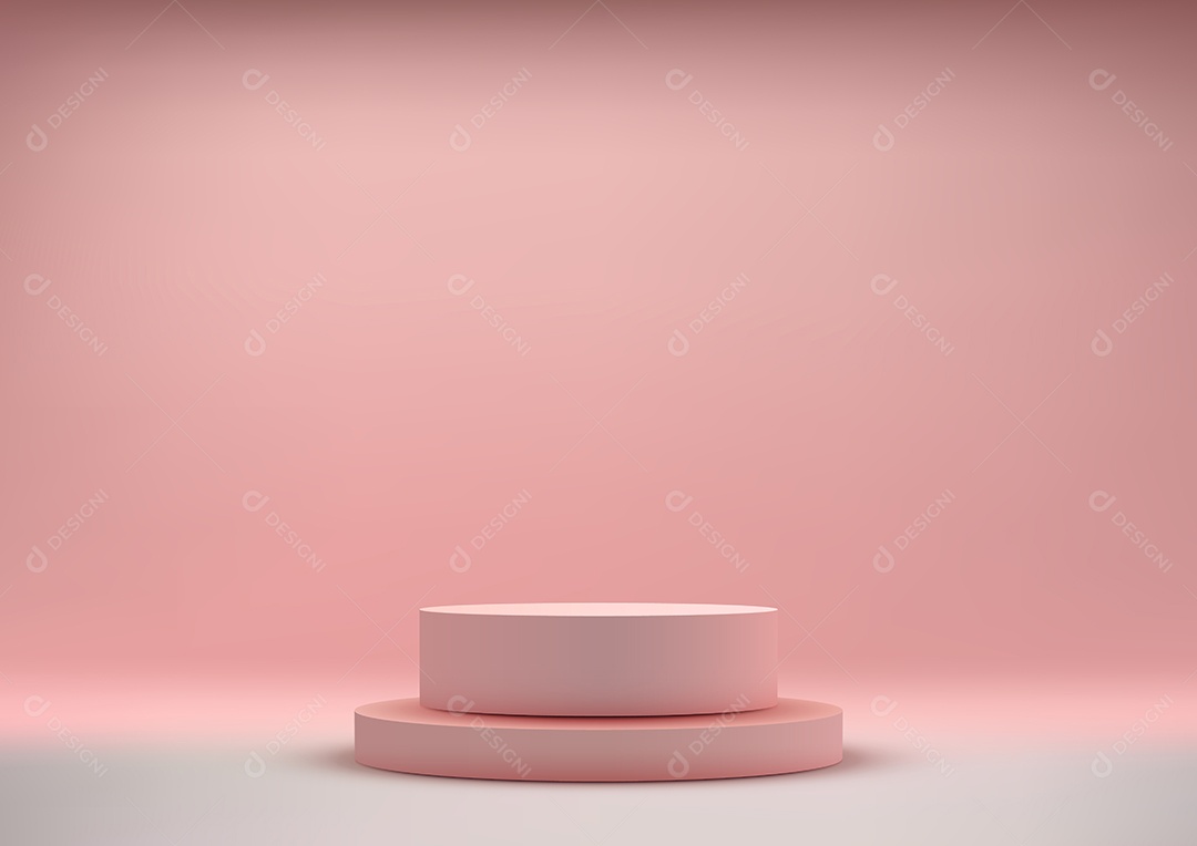 O suporte de pódio de cubo vazio realista 3D em fundo rosa é uma maquete moderna e elegante para exibição de produtos.