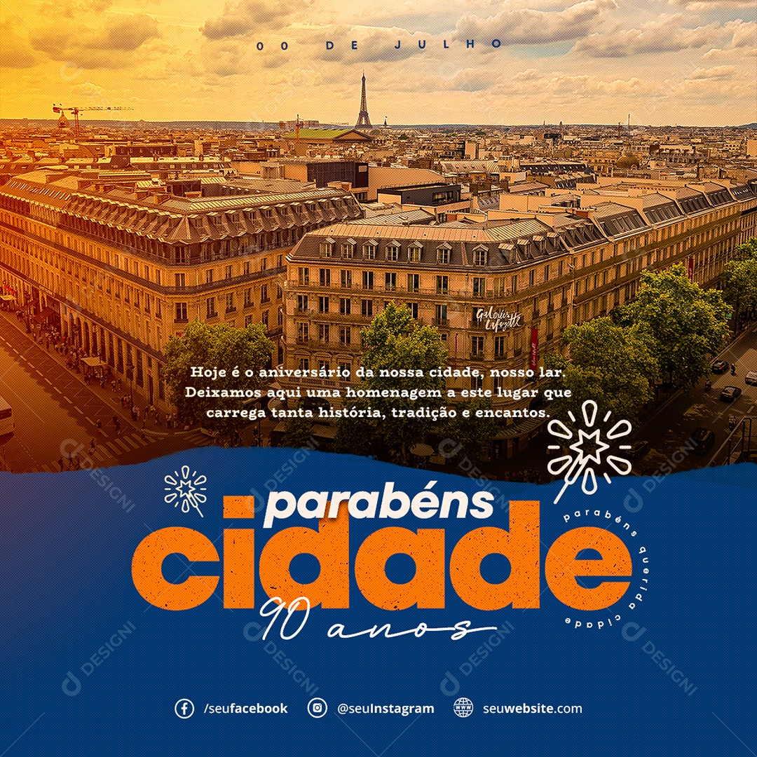 Tradição e Encantos Parabéns Cidade Social Media PSD Editável