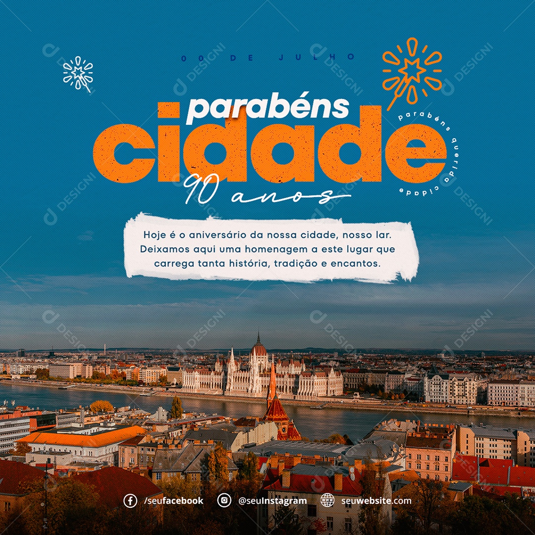 Social Media Congratulations City Editable PSD