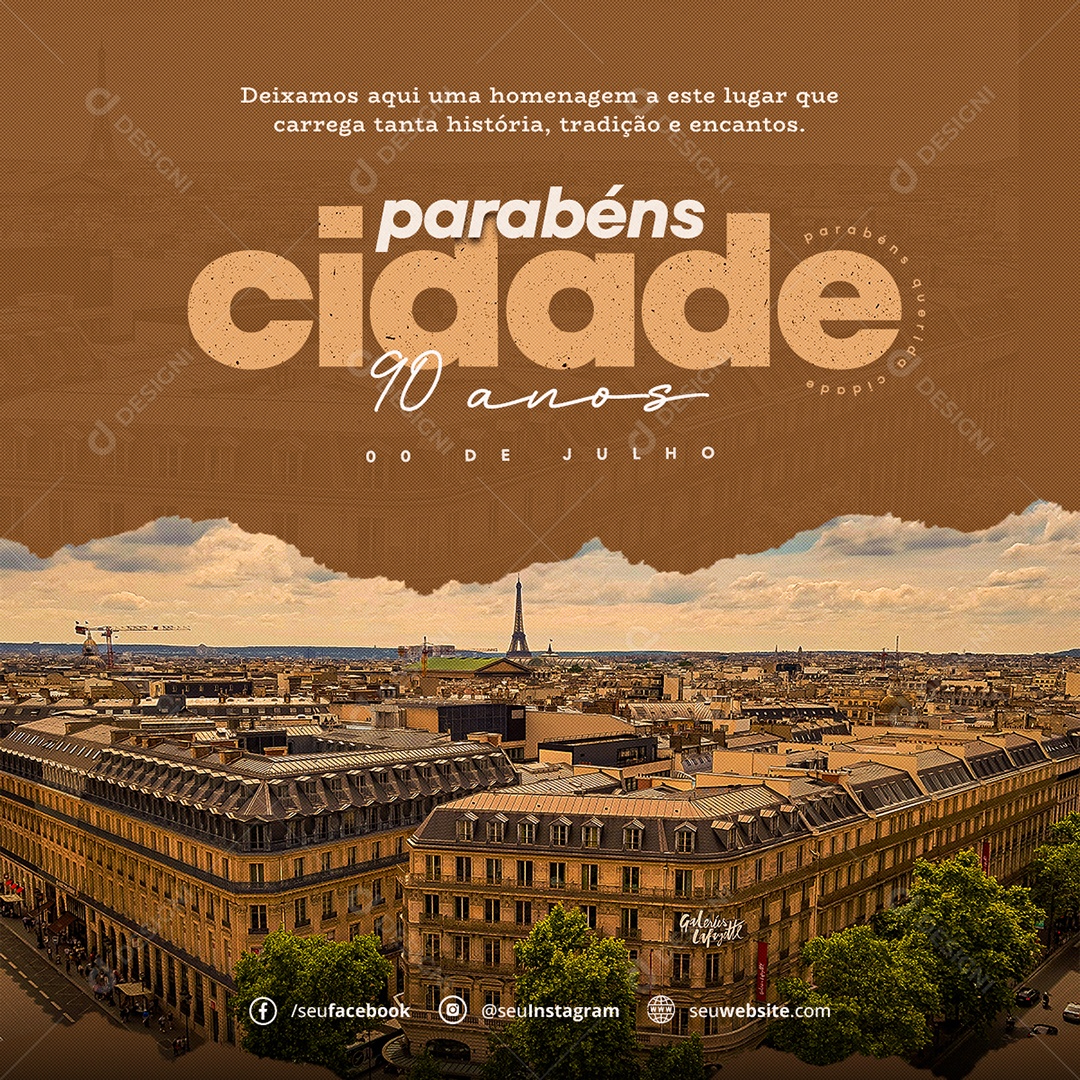 Homenagem a Este Lugar Parabéns Cidade Social Media PSD Editável