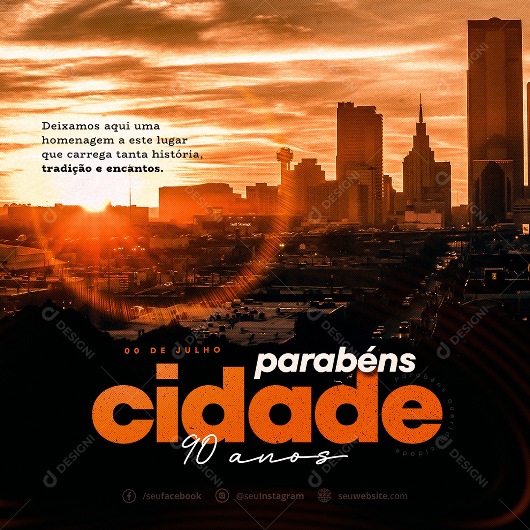 Social Media Parabéns Cidade Tradição e Encantos PSD Editável