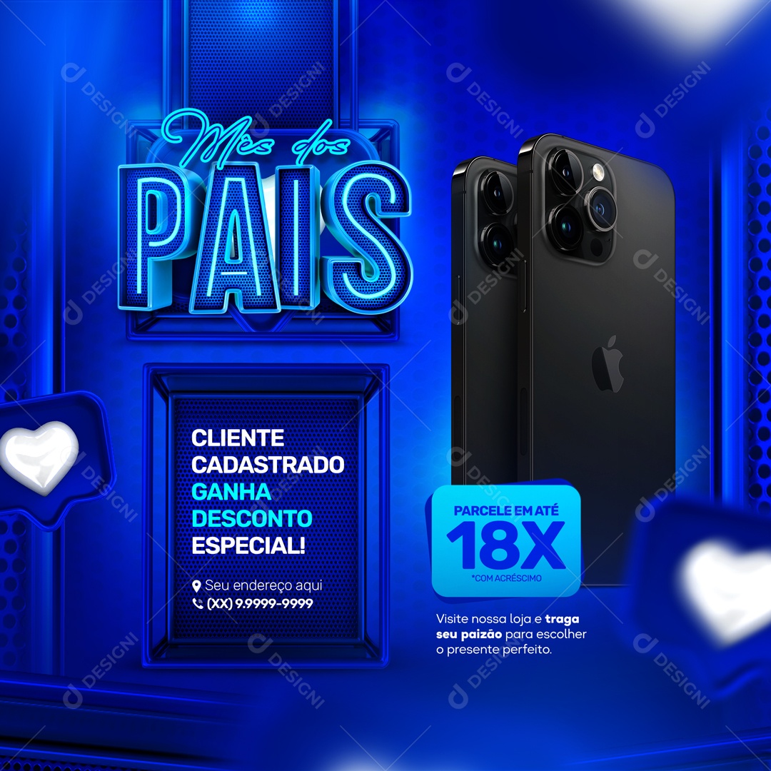 Social Media Mês Dos Pais Ganha Desconto especial PSD Editável