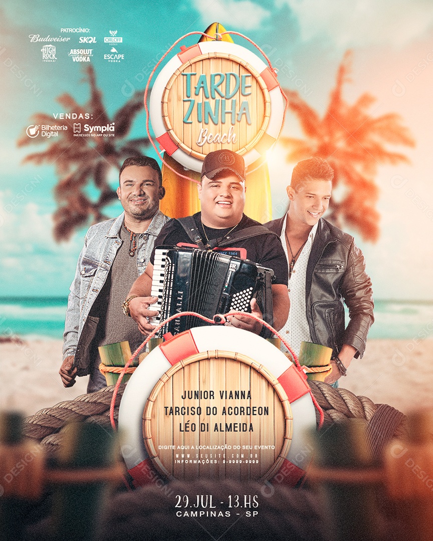 Social Media Flyer Feed Tardezinha Beach PSD Editável