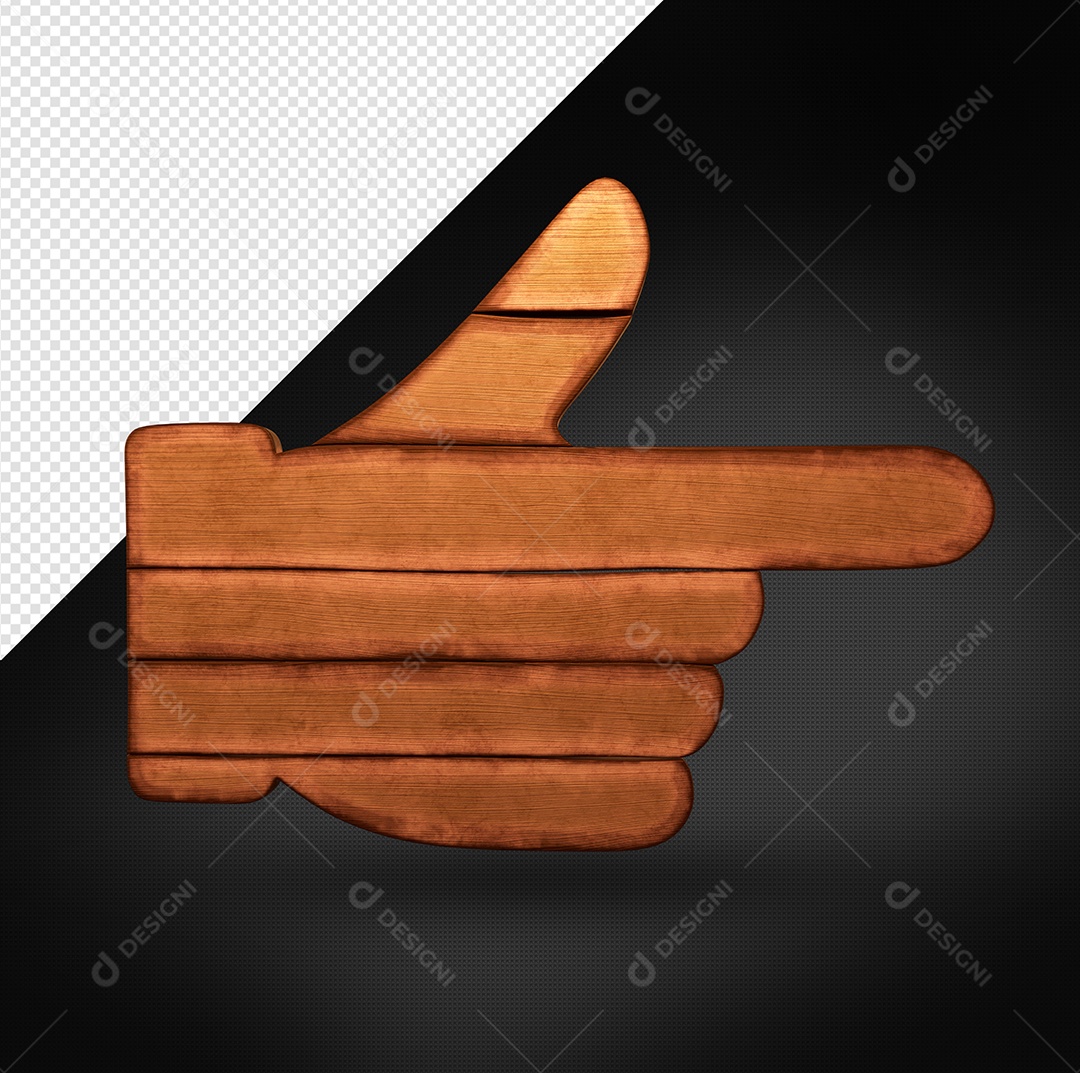 Elemento 3D Mão De Madeira Apontando Para Composição PSD
