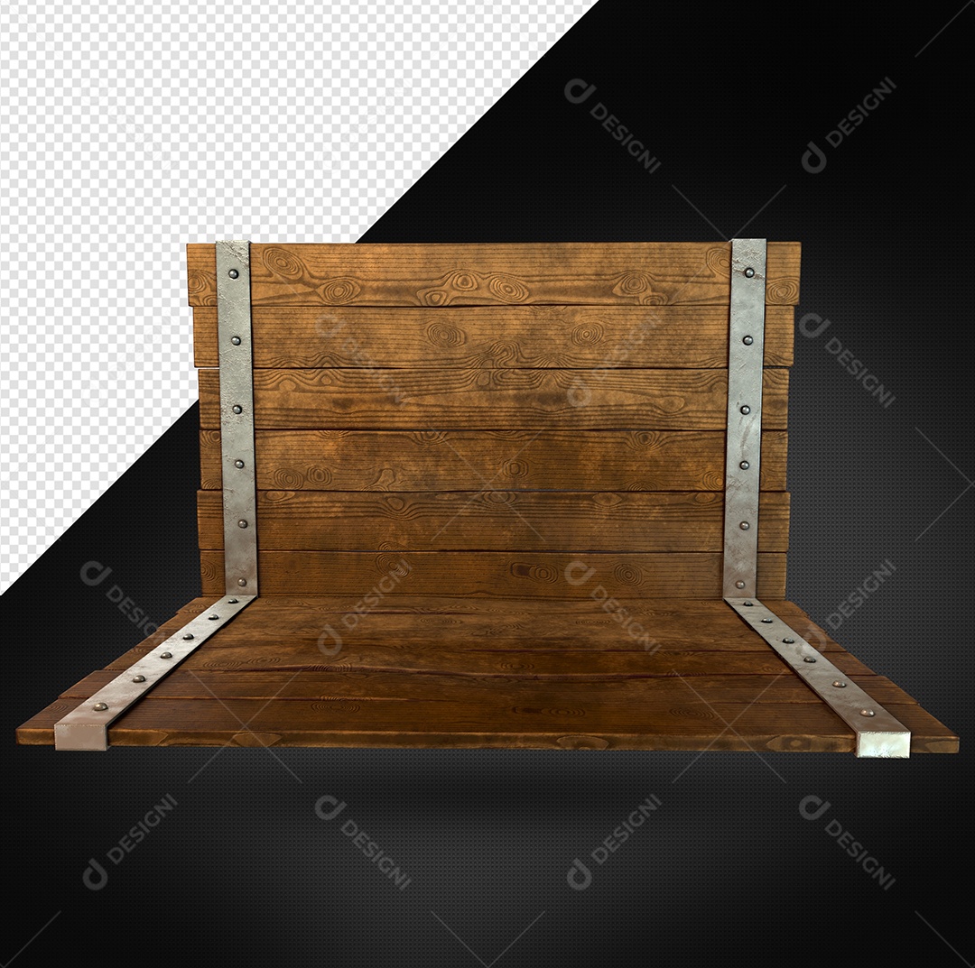 Elemento 3D Madeira Com Ferro Para Composição PSD