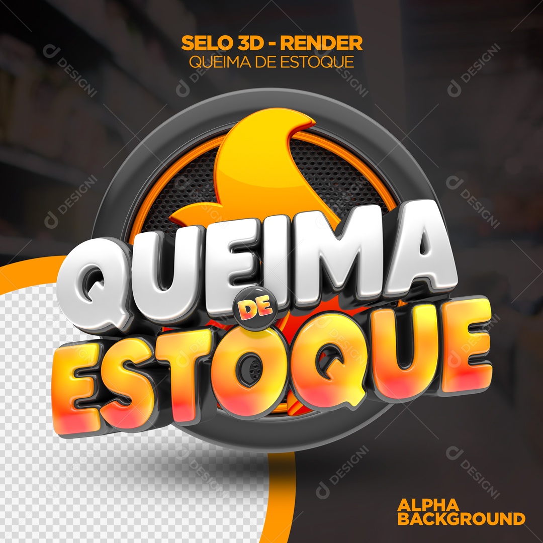 Queima De Estoque Supermercado Selo 3D Para Composição PSD