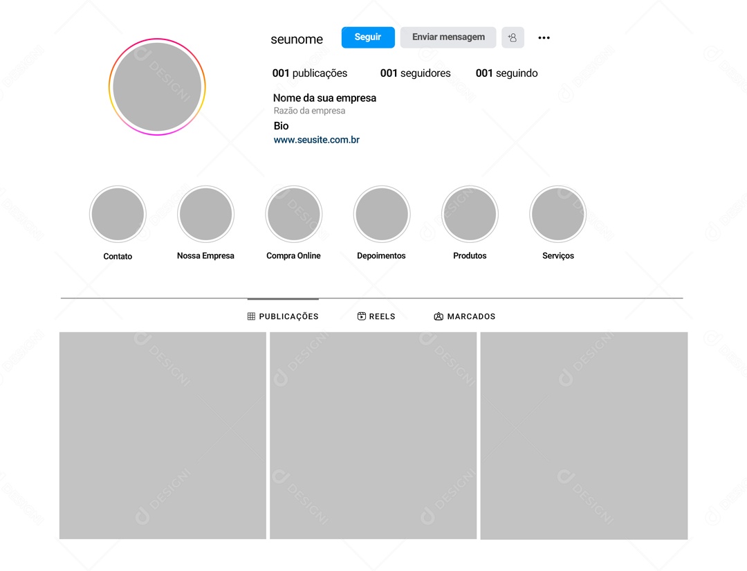 Perfil De Instagram Claro e Escuro PSD Editável