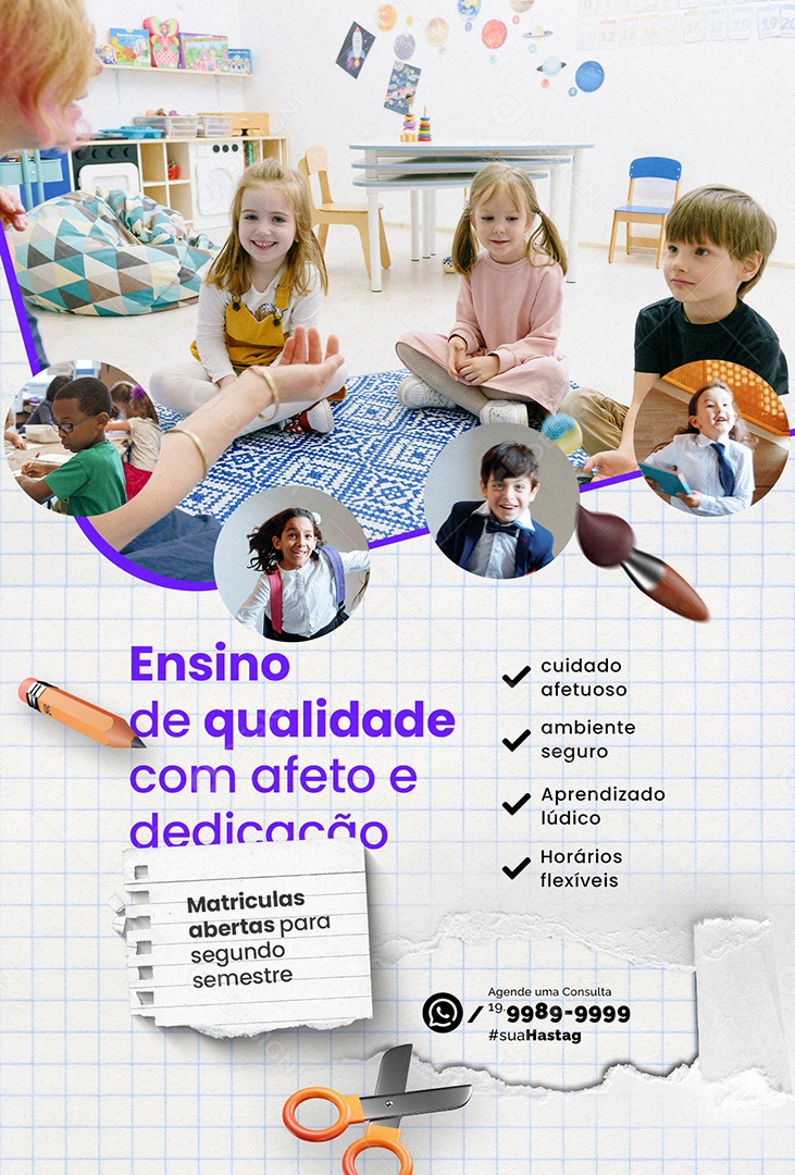 Aulas Particulares Ensino de Qualidade com Afeto e Dedicação Social Media PSD Editável