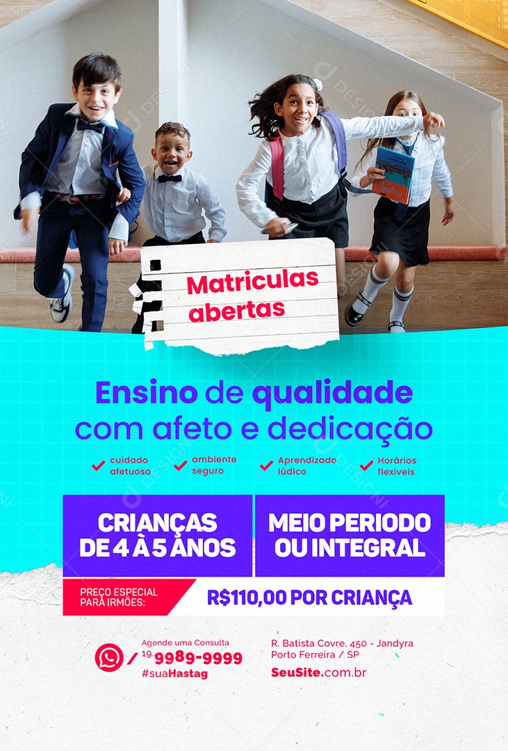 Aulas Particulares Matriculas Abertas Ensino de Qualidade Social Media PSD Editável
