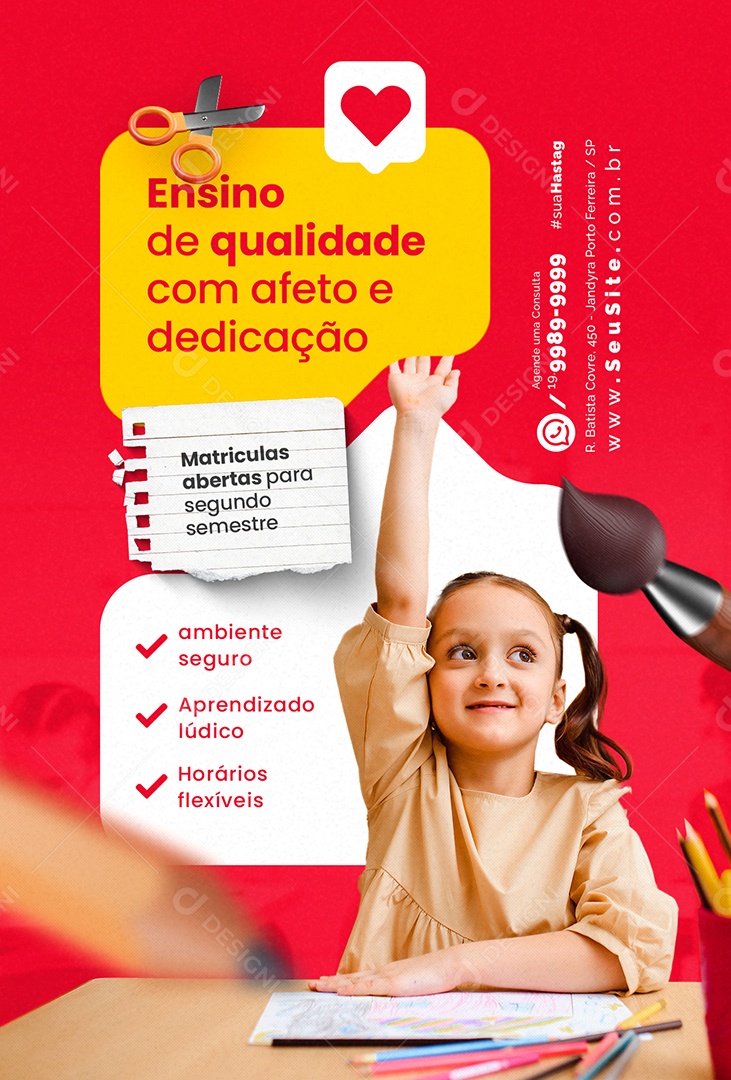 Aulas Particulares Ensino de Qualidade com Afeto e Dedicação Social Media PSD Editável