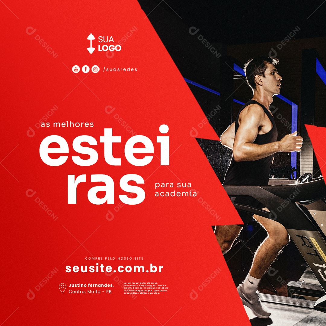 Equipamentos de Academia As Melhores Esteiras para Sua Academia Social Media PSD Editável