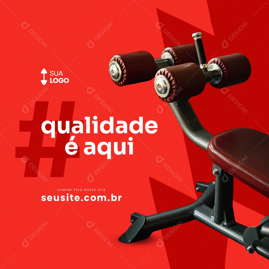 Equipamentos de Academia Qualidade é Aqui Social Media PSD Editável