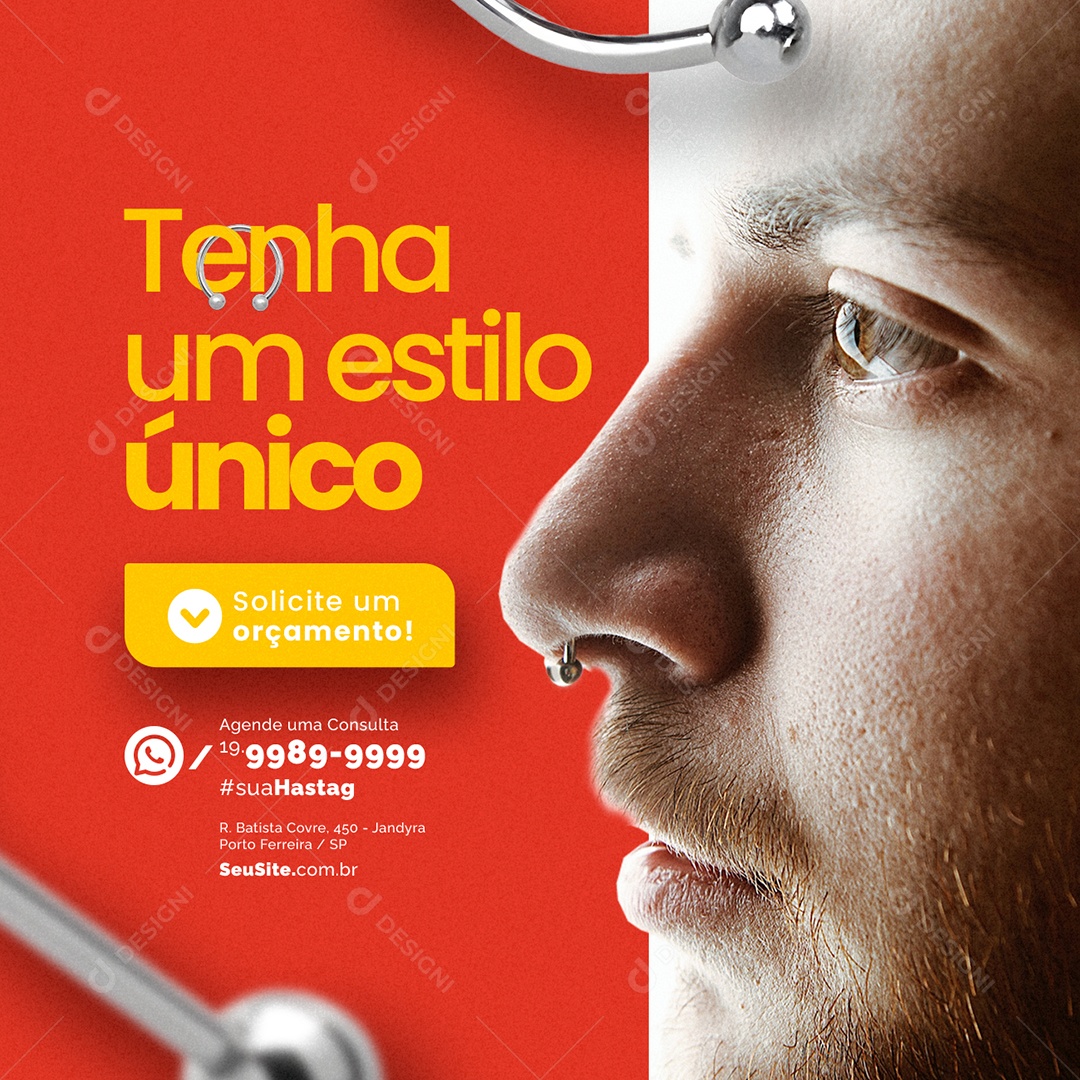 Body Piercing Tenha um Estilo Único Social Media PSD Editável