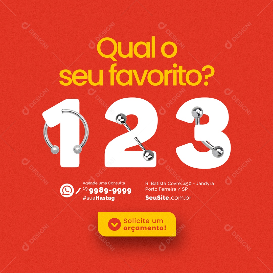 Body Piercing Qual o Seu Favorito Social Media PSD Editável