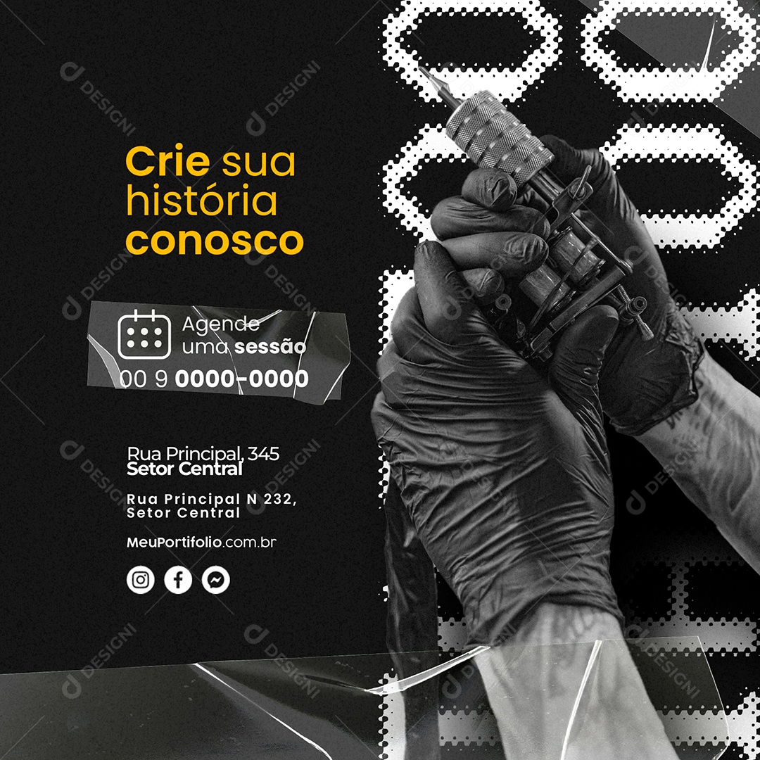 Tatuagem Crie Sua História Conosco Social Media PSD Editável