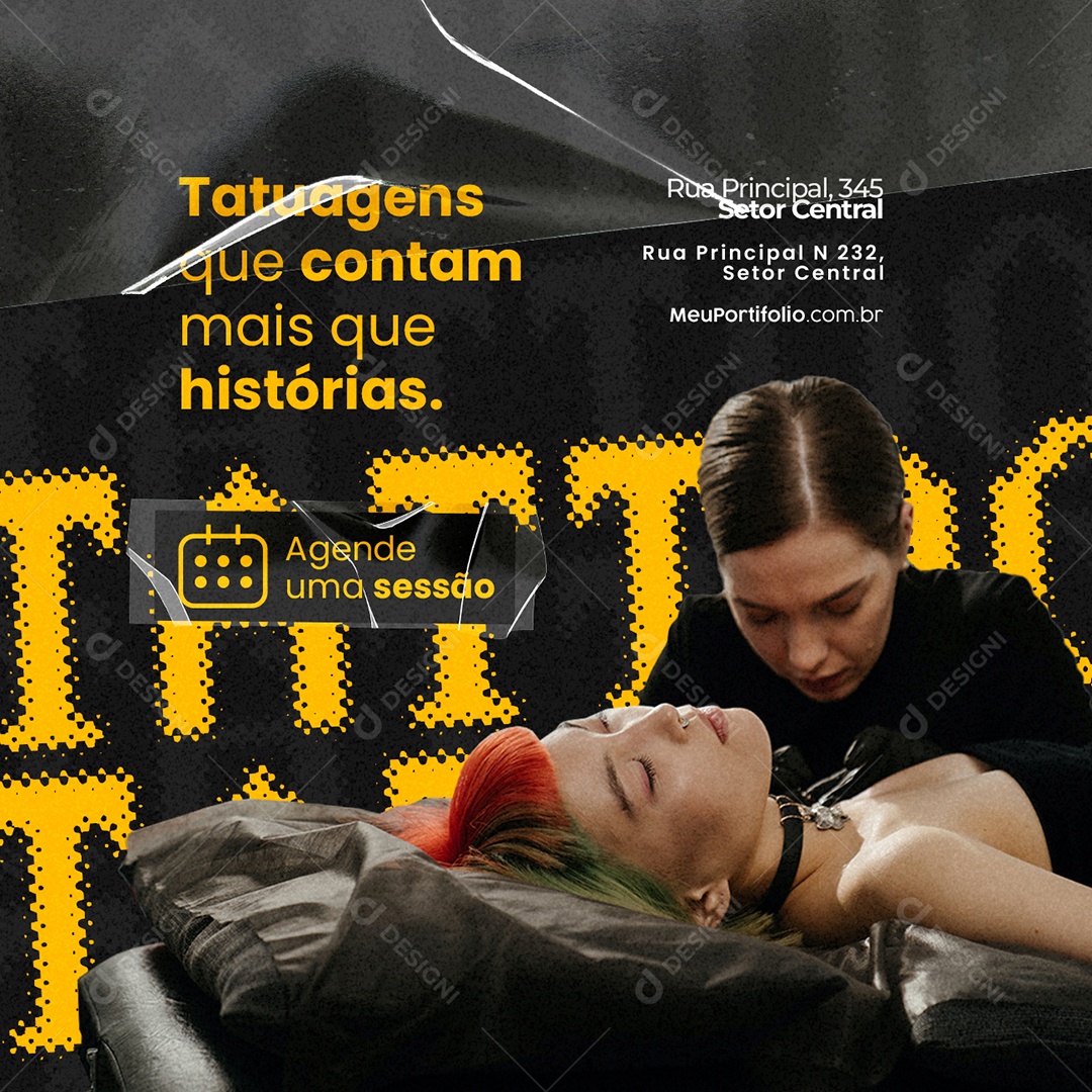Tatuagem Agende Uma Sessão Tatuagens que Contam Mais Que Histórias Social Media PSD Editável