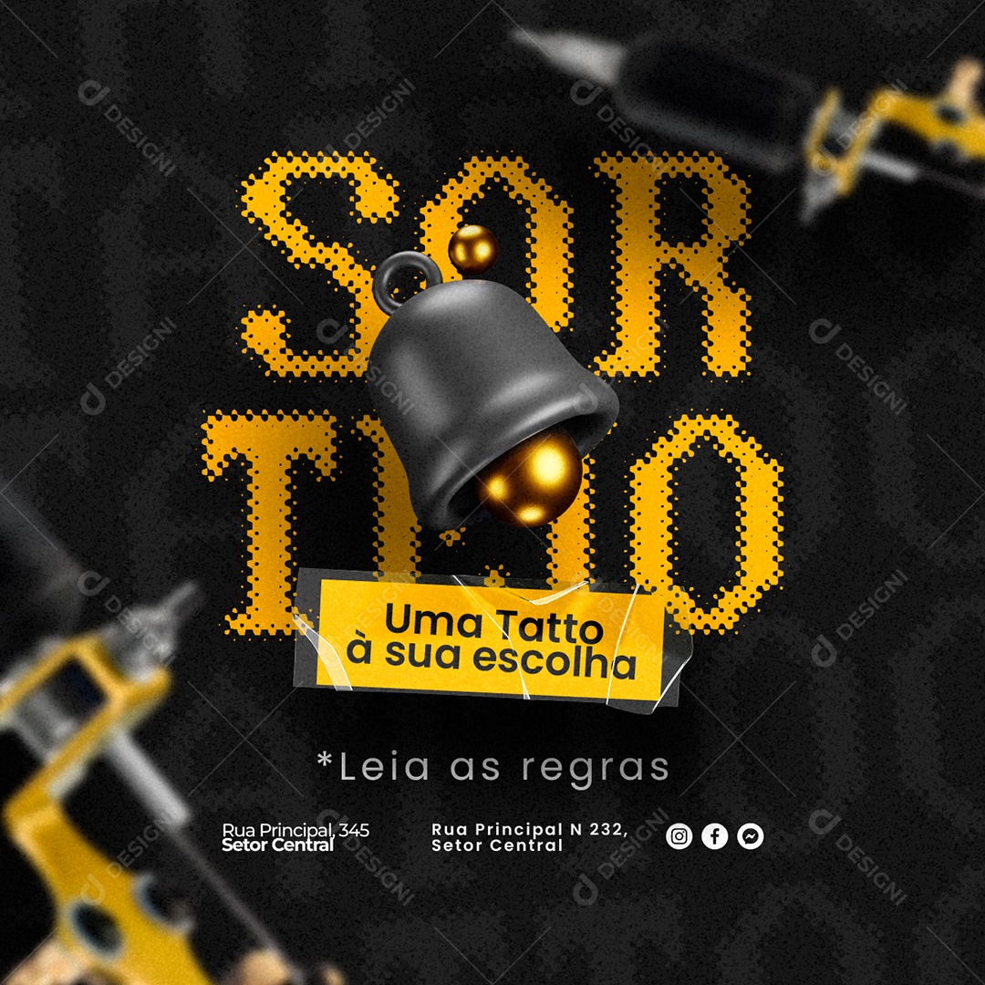 Tatuagem Sorteio Uma Tatto à Sua Escolha Social Media PSD Editável