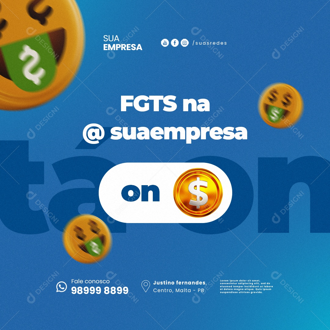 FGTS Na Empresa Ta On Social Media PSD Editável