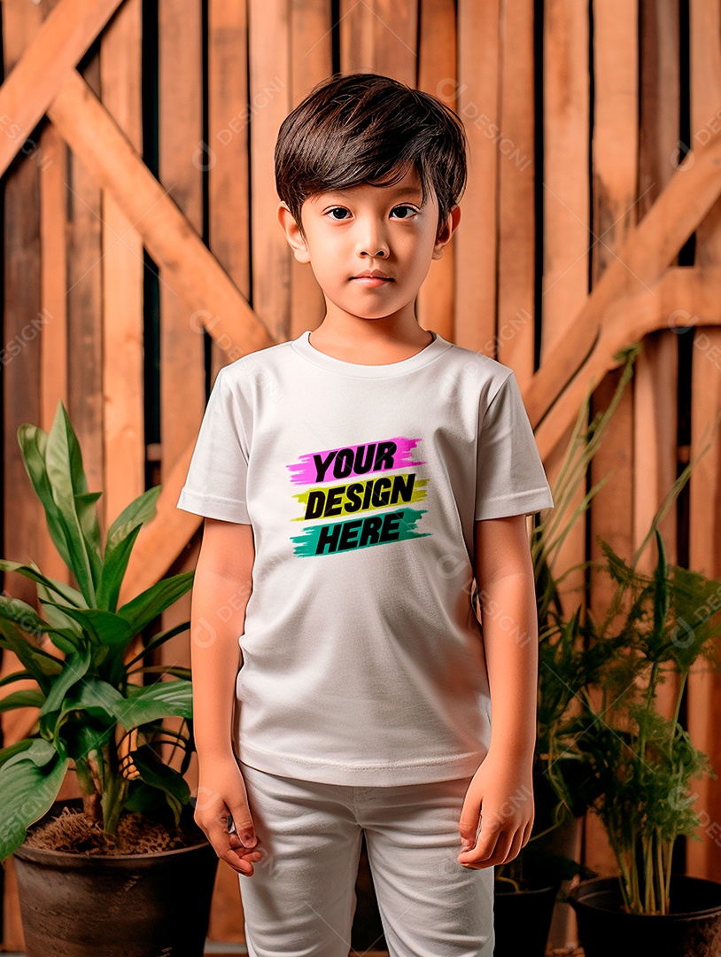 Mockup de Camiseta Infantil Branca PSD Editável