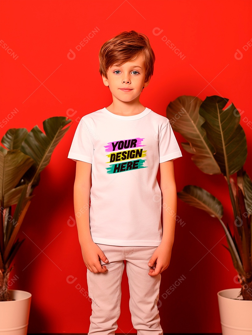 Mockup de Camiseta Infantil Branca PSD Editável