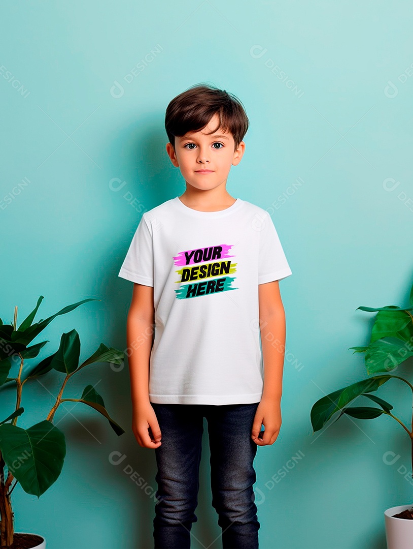 Mockup de Camiseta Infantil Branca PSD Editável