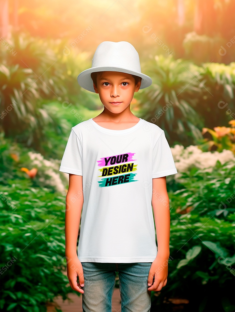 Mockup de Camiseta Infantil Branca PSD Editável