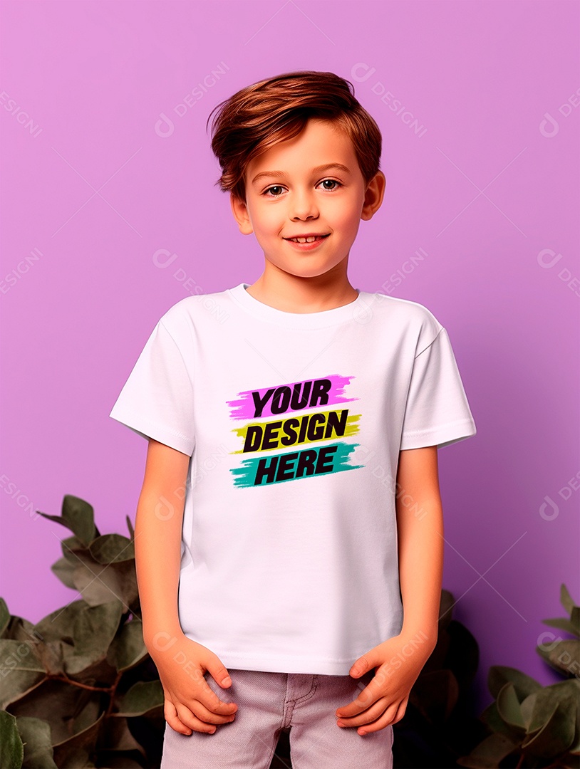Mockup de Camiseta Infantil Branca PSD Editável