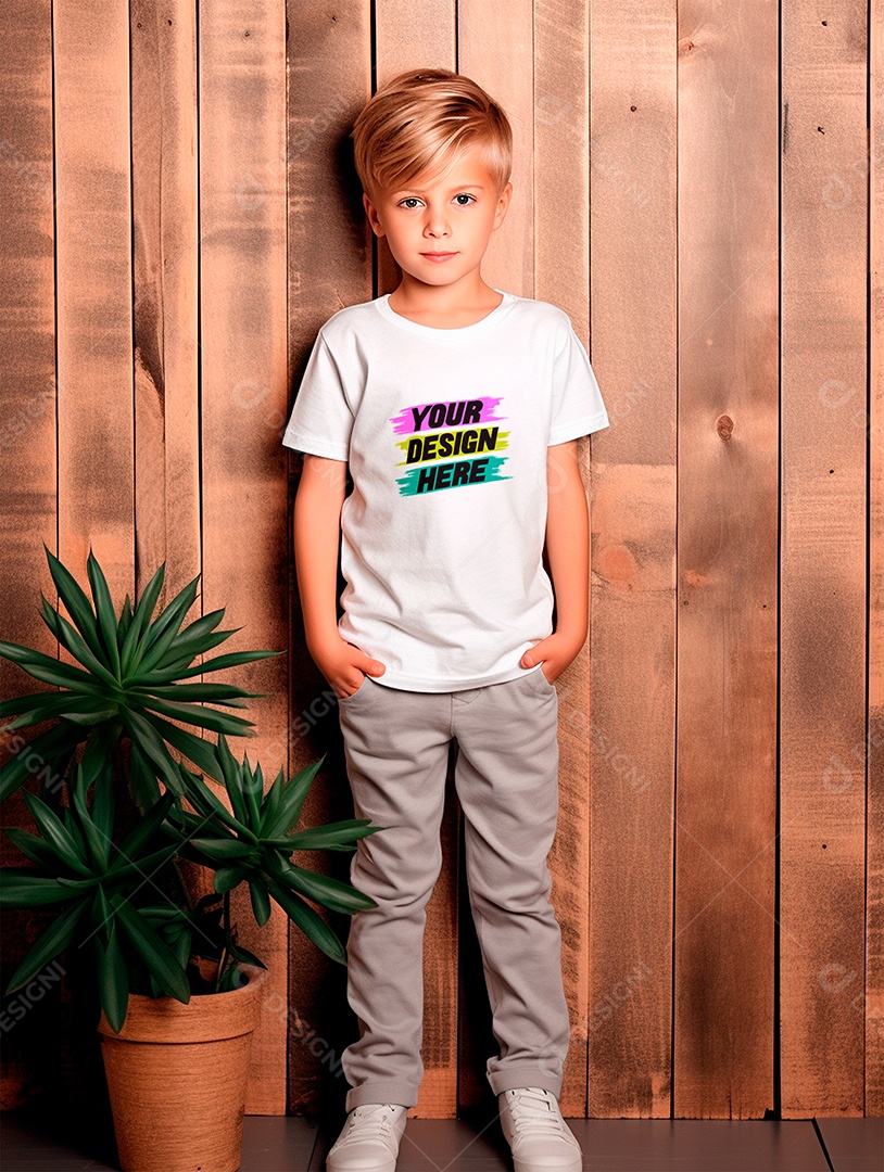 Mockup de Camiseta Infantil Branca PSD Editável