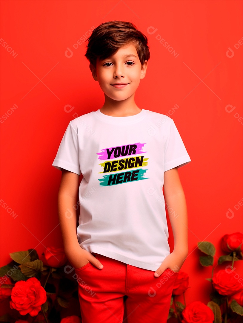 Mockup de Camiseta Infantil Branca PSD Editável