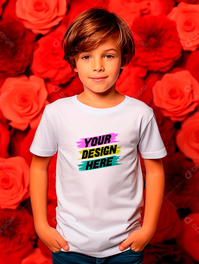 Mockup de Camiseta Infantil Branca PSD Editável
