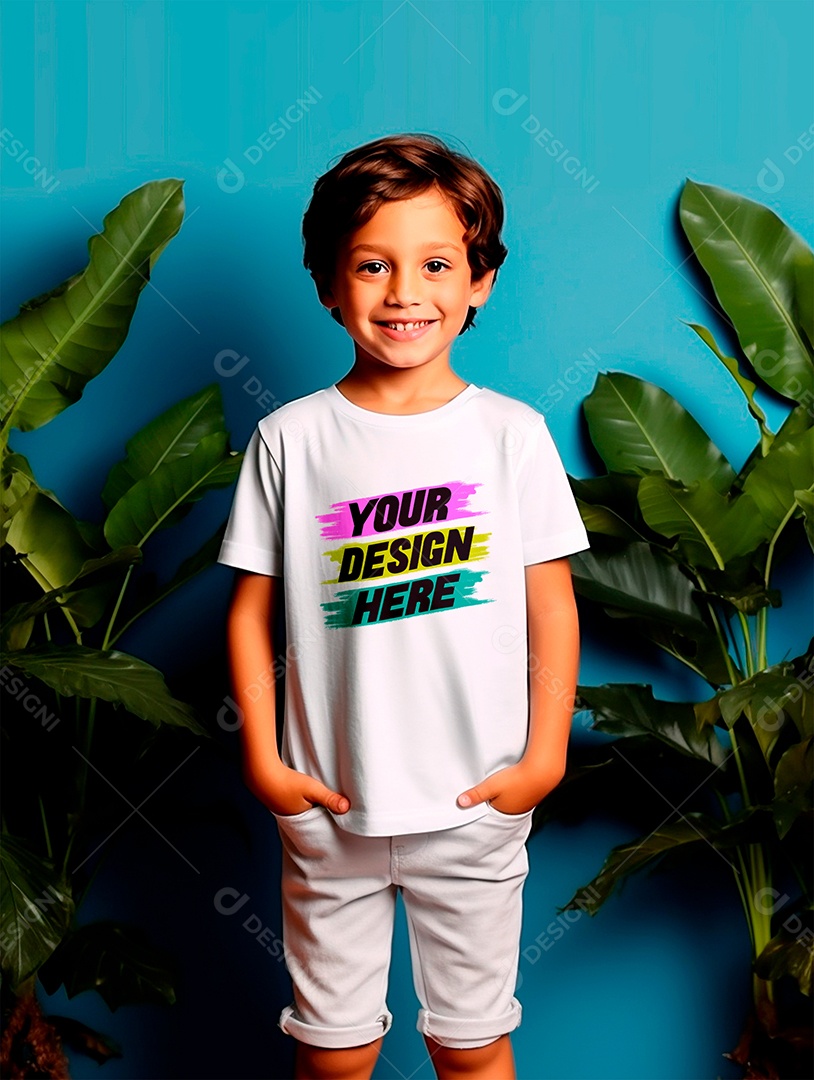 Mockup de Camiseta Infantil Branca PSD Editável
