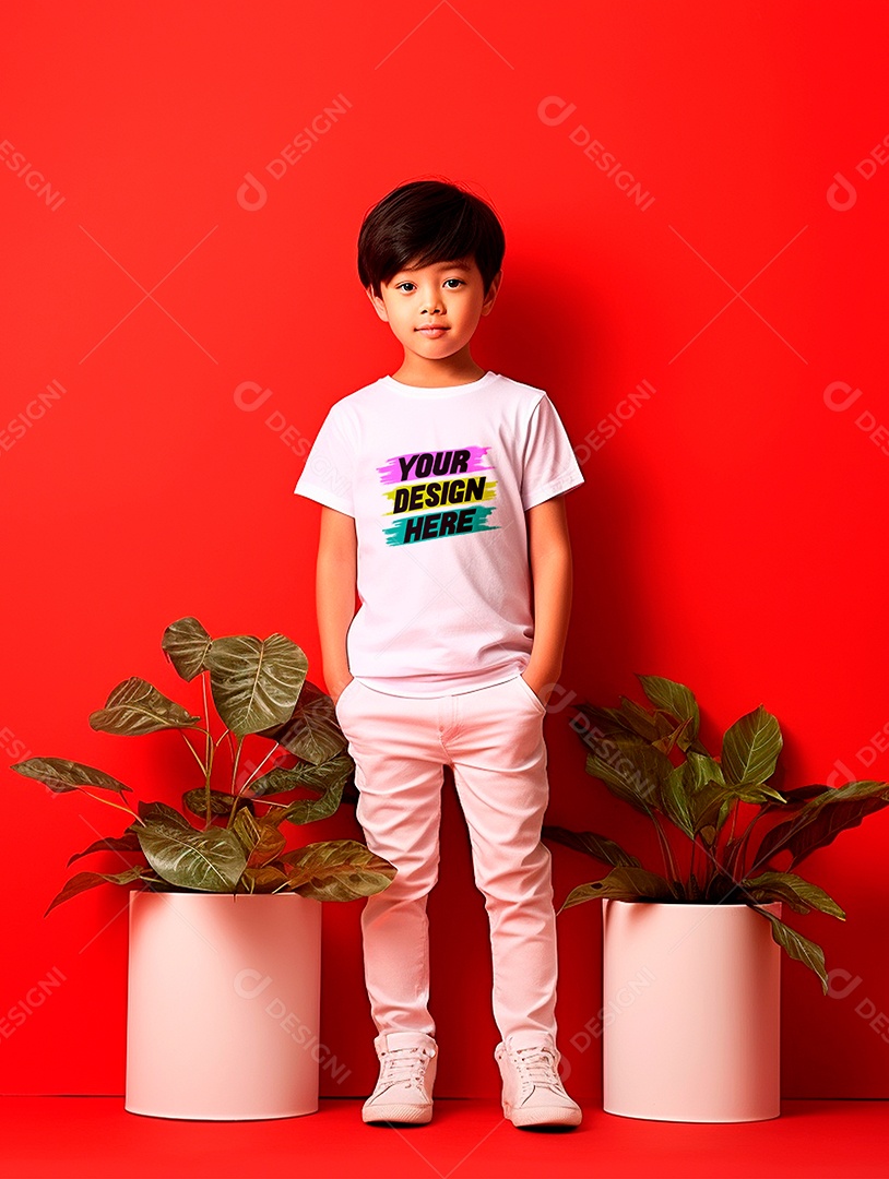 Mockup de Camiseta Infantil Branca PSD Editável