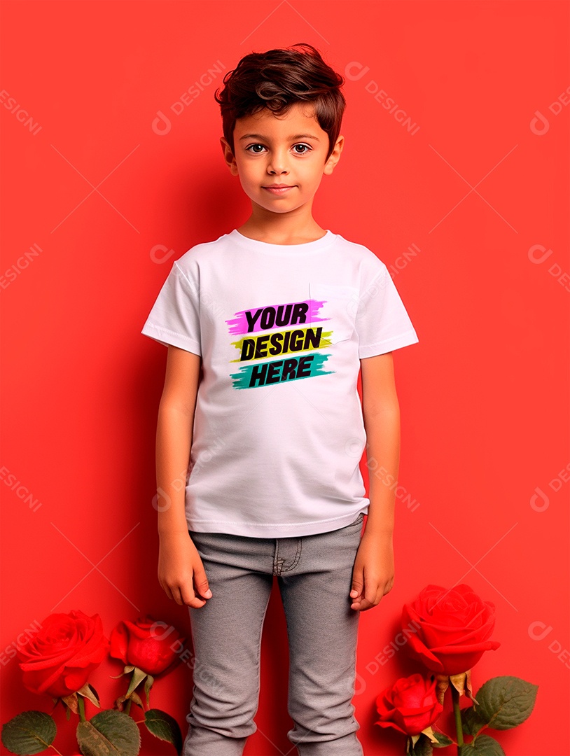 Mockup de Camiseta Infantil Branca PSD Editável