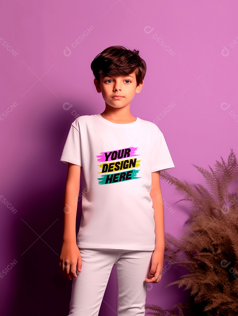 Mockup de Camiseta Infantil Branca PSD Editável
