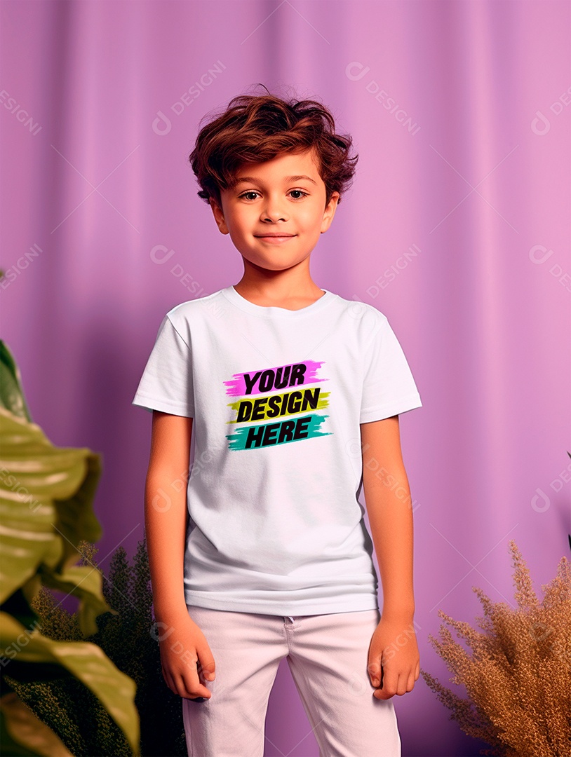 Mockup de Camiseta Infantil Branca PSD Editável