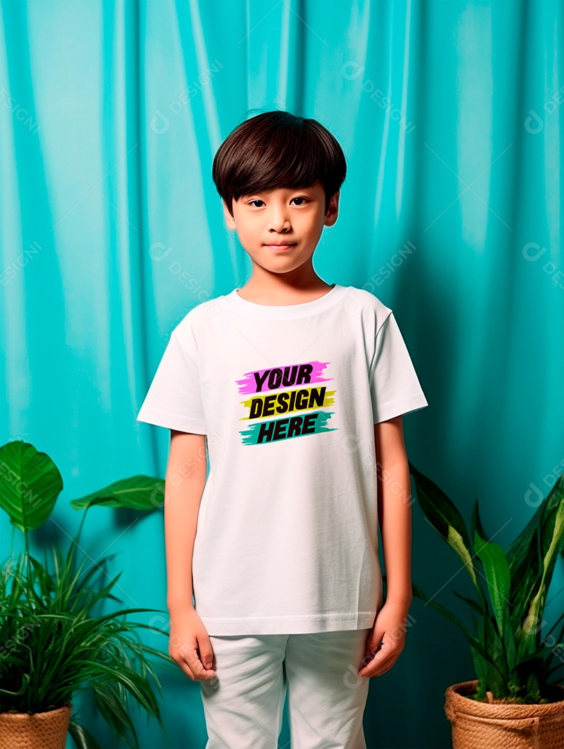 Mockup de Camiseta Infantil Branca PSD Editável
