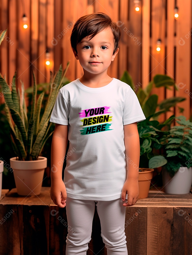 Mockup de Camiseta Infantil Branca PSD Editável