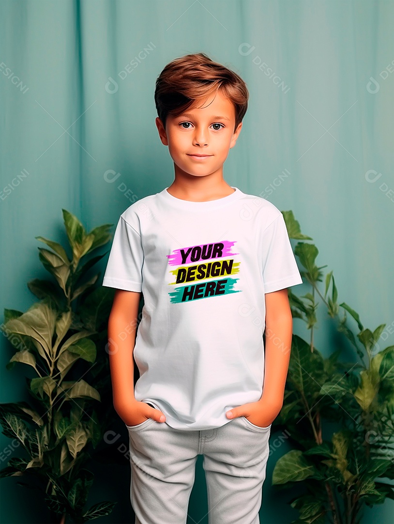 Mockup de Camiseta Infantil Branca PSD Editável