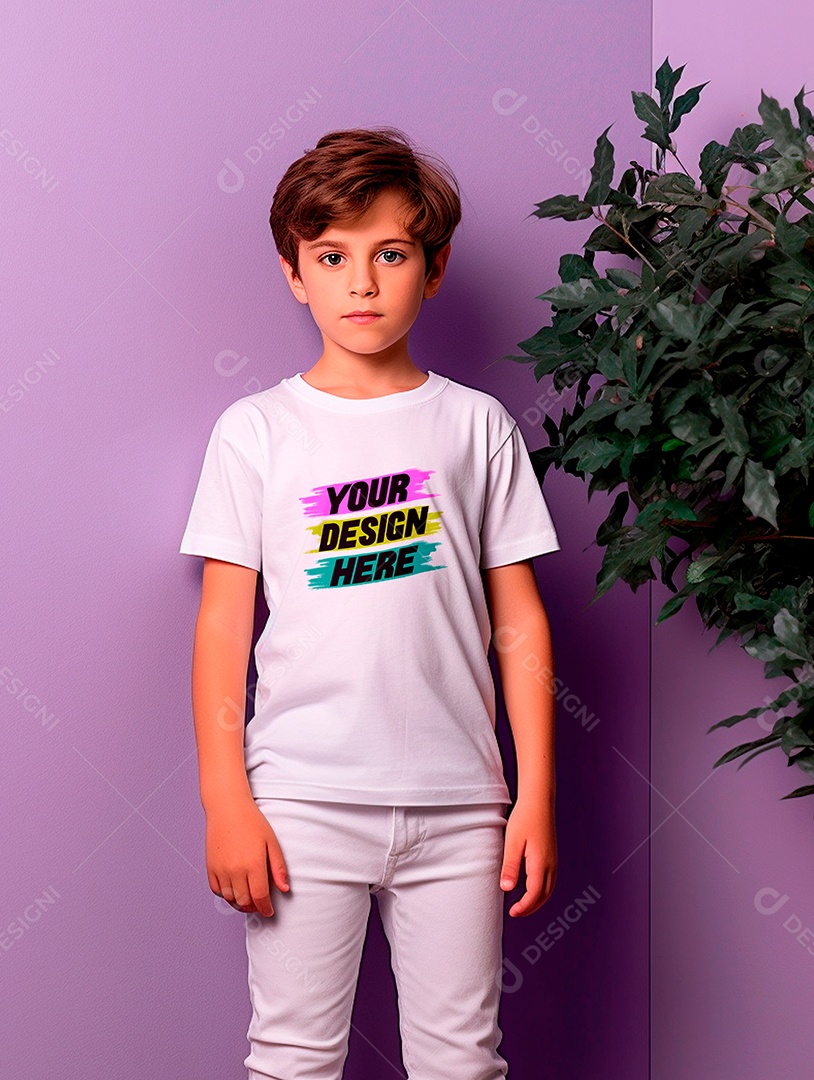 Mockup de Camiseta Infantil Branca PSD Editável