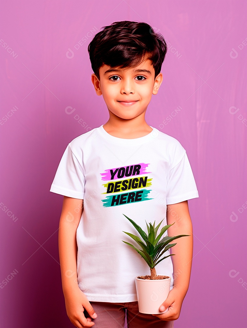 Mockup de Camiseta Infantil Branca PSD Editável