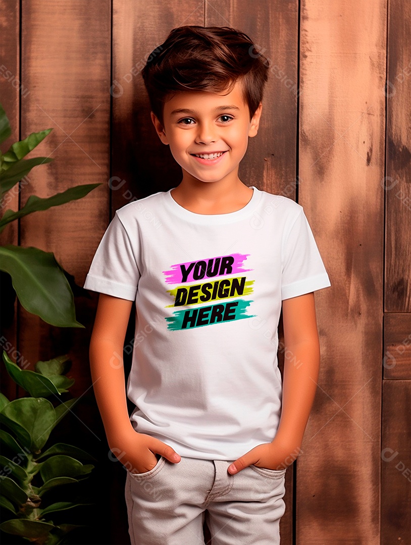 Mockup de Camiseta Infantil Branca PSD Editável