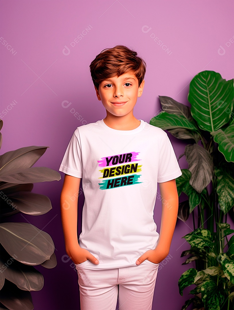 Mockup de Camiseta Infantil Branca PSD Editável