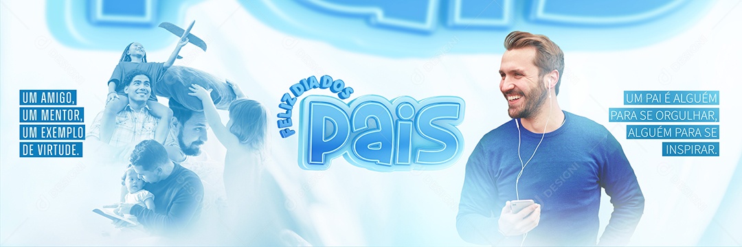 Social Media Banner Feliz Dia Dos Pais Exemplo De Virtude PSD Editável