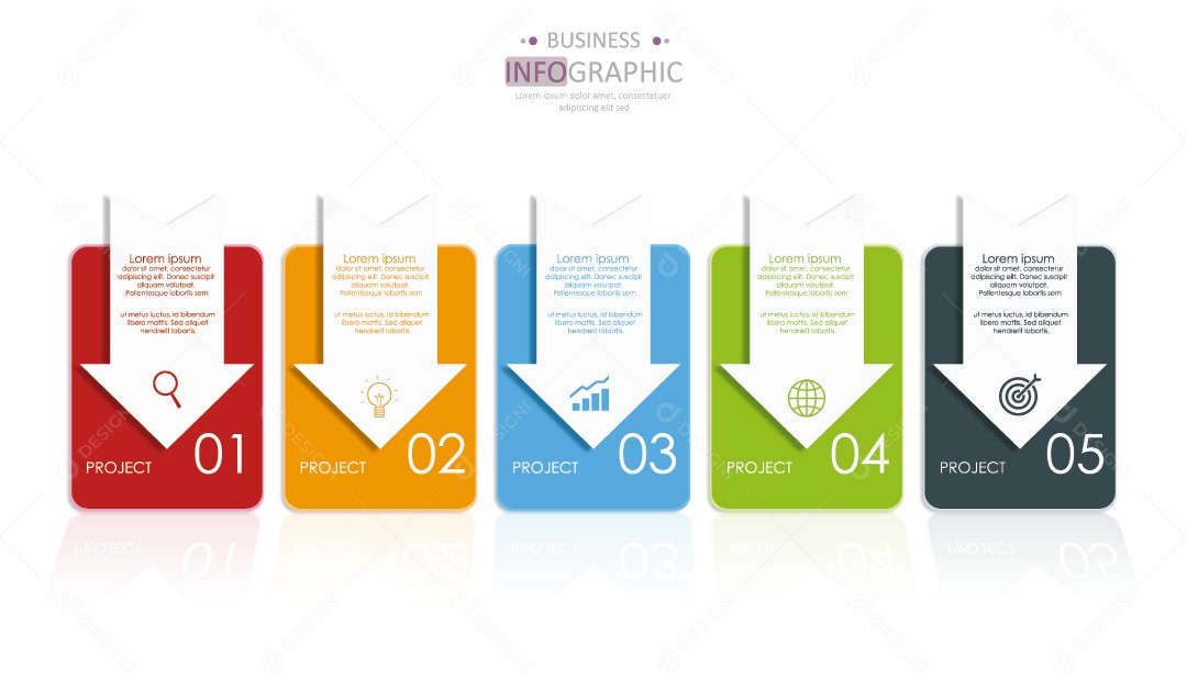 Infográficos Coloridos Ilustração Vetor EPS