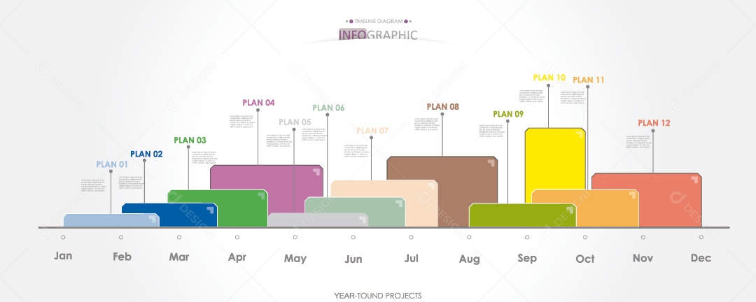 Infográficos Coloridos Ilustração Vetor EPS