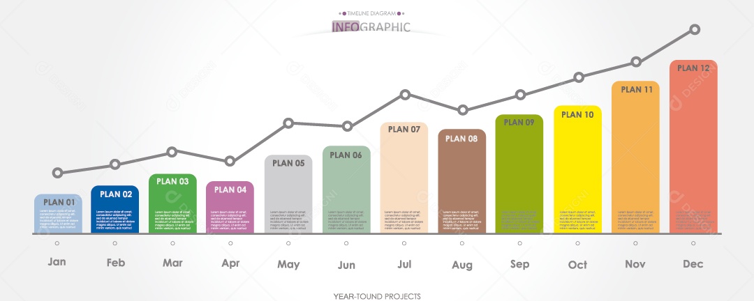 Infográficos Coloridos Ilustração Vetor EPS
